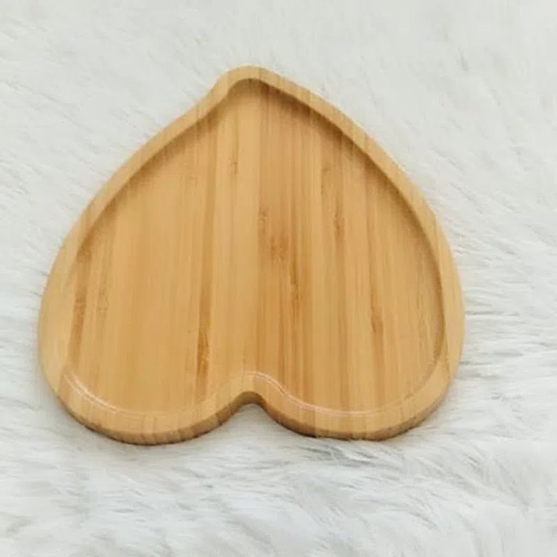 Conjunto de Mini Bandejas de Bambu em Formato de Coração - 2 Peças-Kasamô