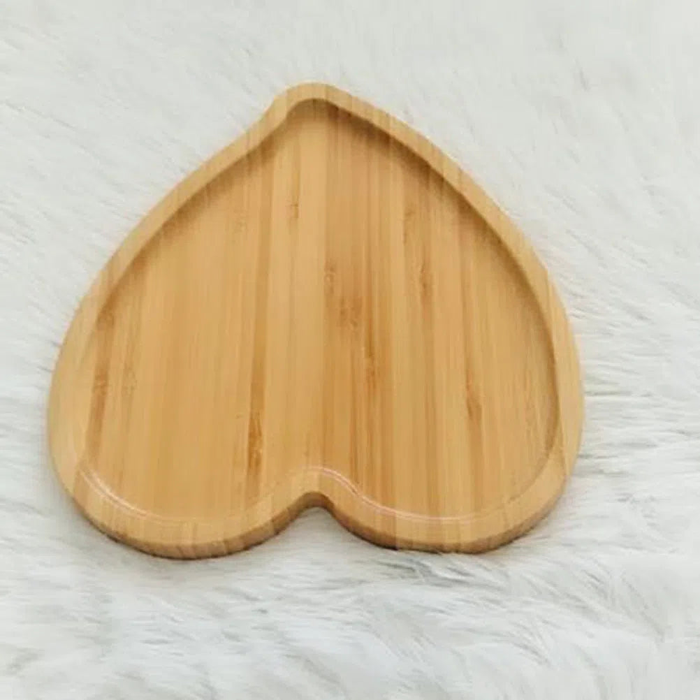 Conjunto de Mini Bandejas de Bambu em Formato de Coração - 2 Peças-Kasamô