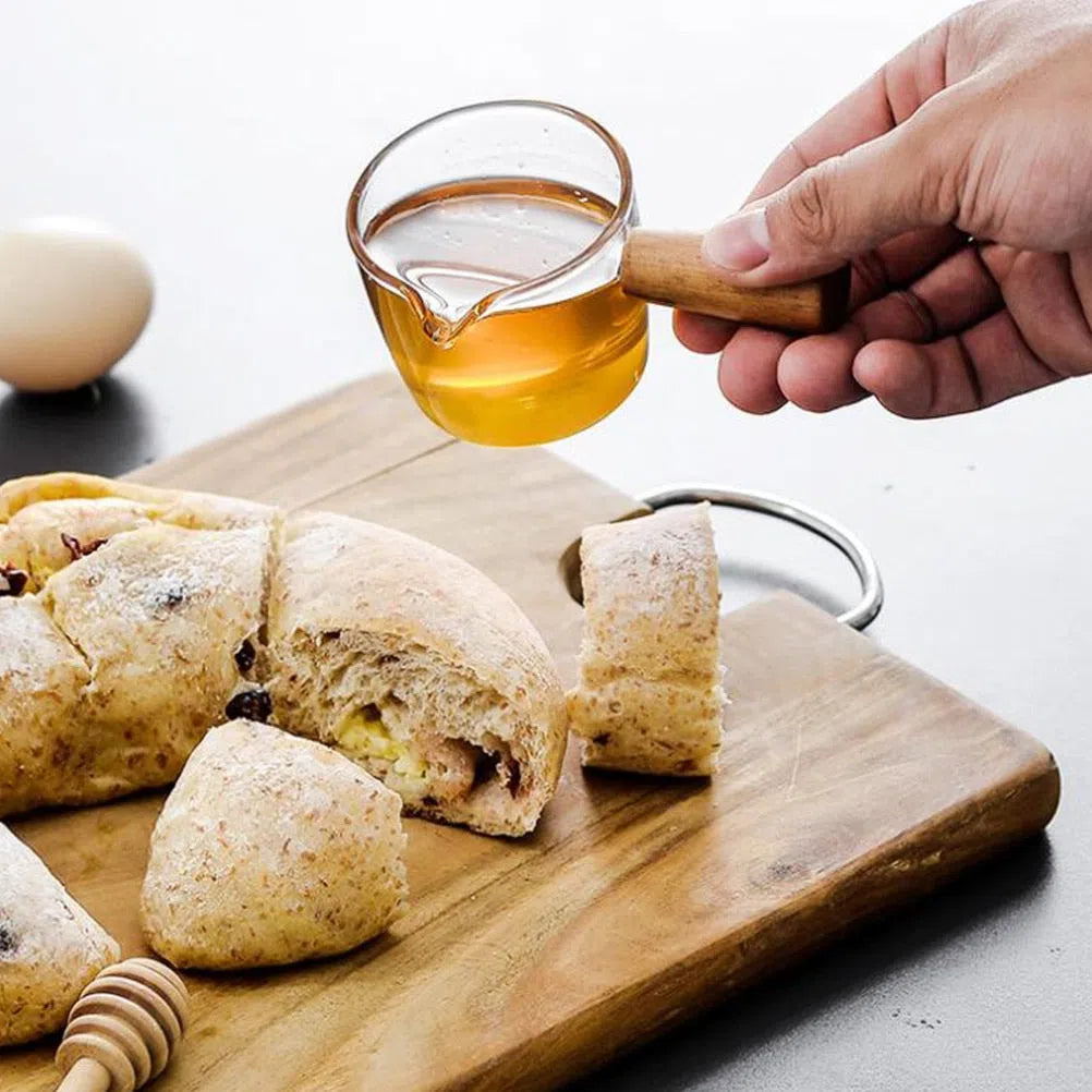 Conjunto de Potes para Molhos em Vidro e Alça de Madeira - 2 Peças-Kasamô