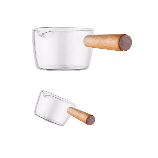 Conjunto de Potes para Molhos em Vidro e Alça de Madeira - 2 Peças-Kasamô