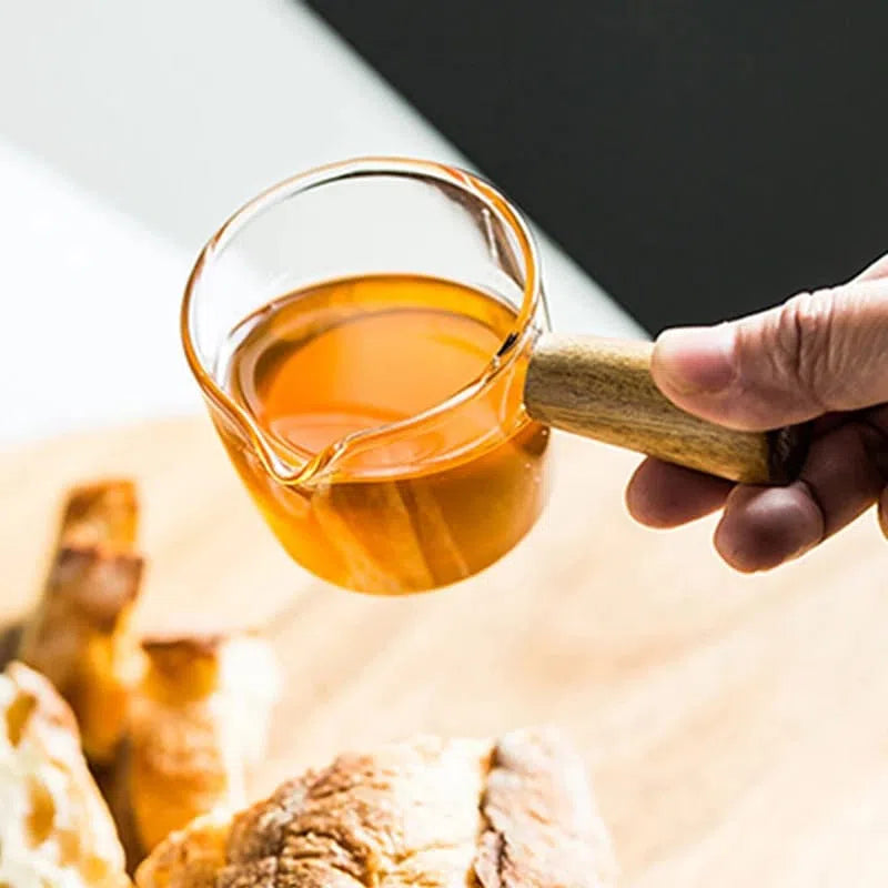 Conjunto de Potes para Molhos em Vidro e Alça de Madeira - 2 Peças-Kasamô