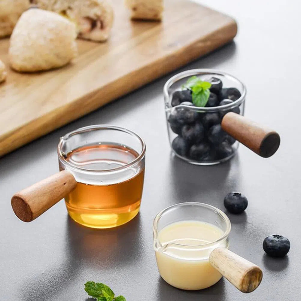 Conjunto de Potes para Molhos em Vidro e Alça de Madeira - 2 Peças-Kasamô