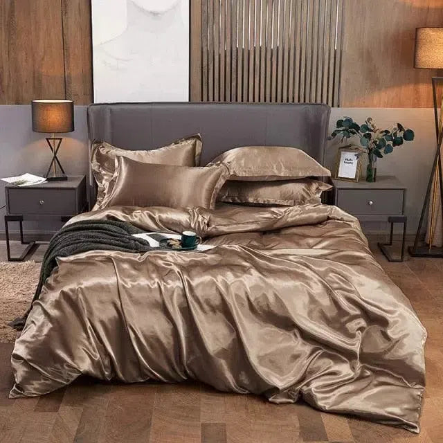Conjunto de Roupas de Cama de Cetim Funnry 4 Peças Super Soft-Kasamô