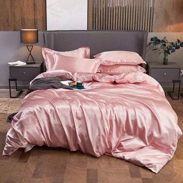 Conjunto de Roupas de Cama de Cetim Funnry 4 Peças Super Soft-Kasamô