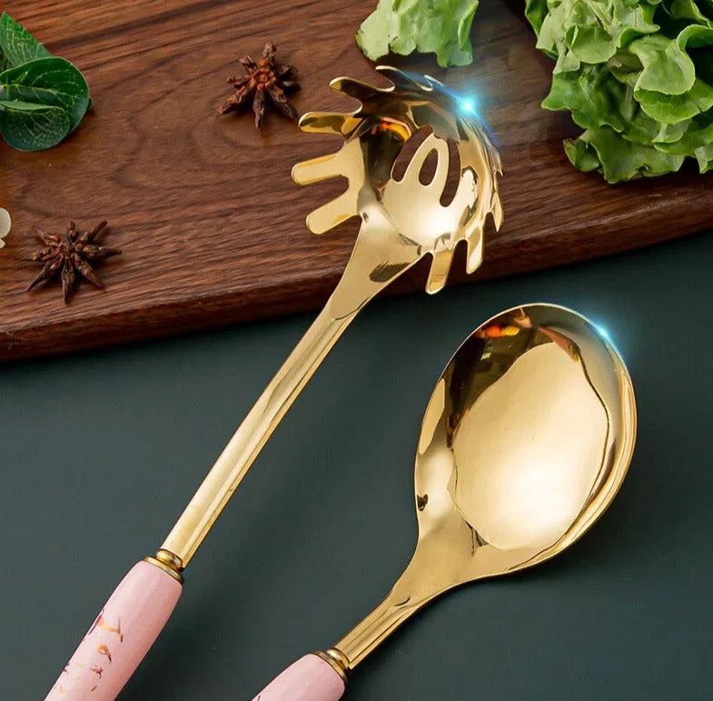 Conjunto de Utensílios em Inox e Cabo de Cerâmica Luxo - 7 Peças-Kasamô