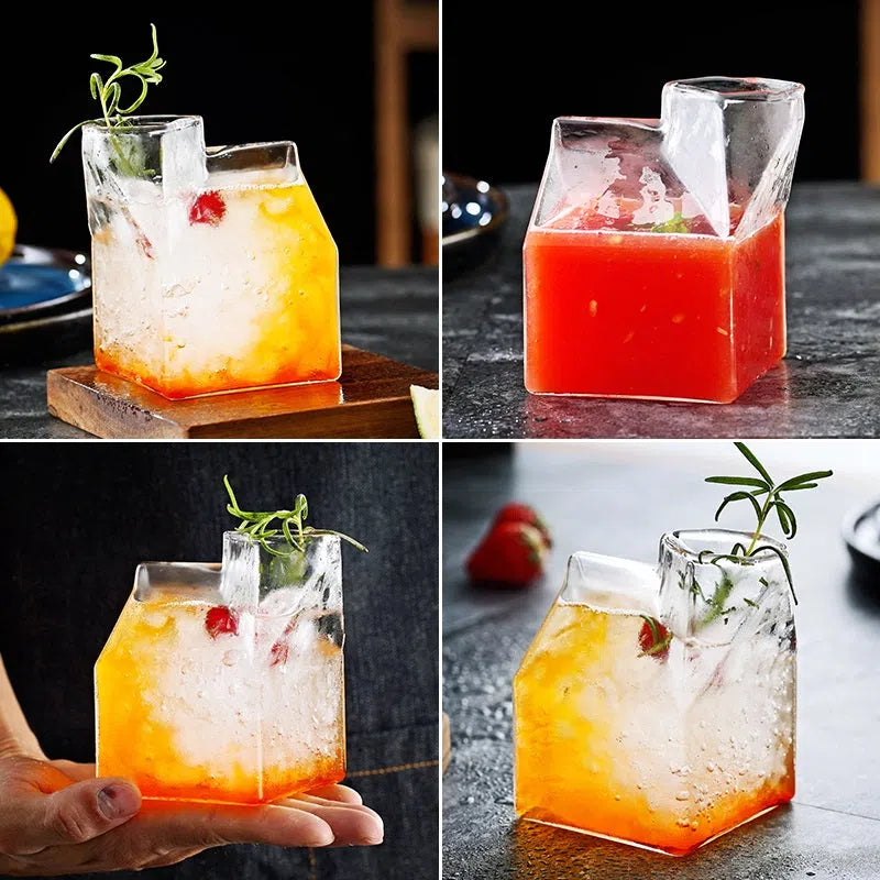 Copo/Jarra em Formato de Caixa de Leite em Vidro-Kasamô