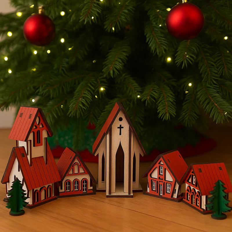 Decoração de Natal Vila de casas 5 peças Kasamô