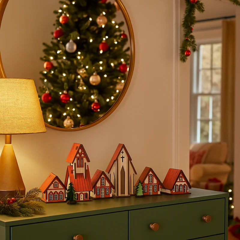 Decoração de Natal Vila de casas 5 peças Kasamô