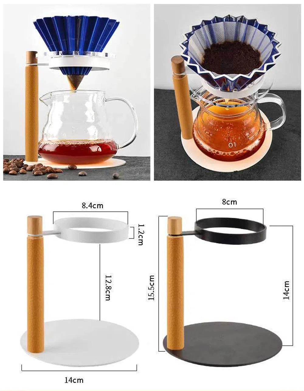Drip Station para Suporte de Filtro para Café em Madeira e Metal-Kasamô