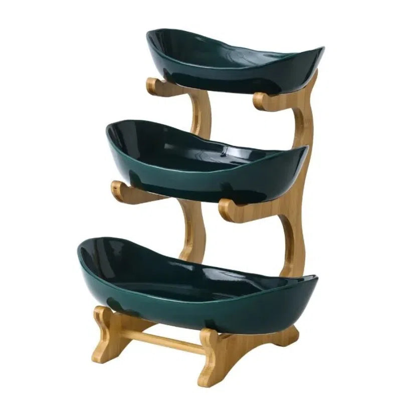 Fruteira de Mesa Moderna em Bambu 1 a 3 Andares-Kasamô