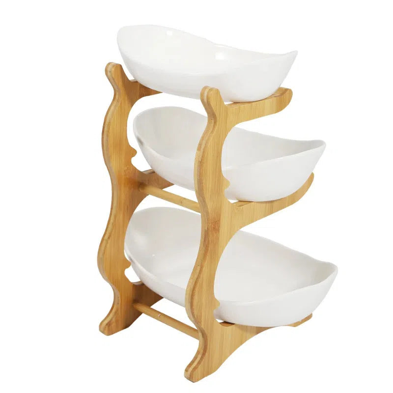 Fruteira de Mesa Moderna em Bambu 1 a 3 Andares-Kasamô