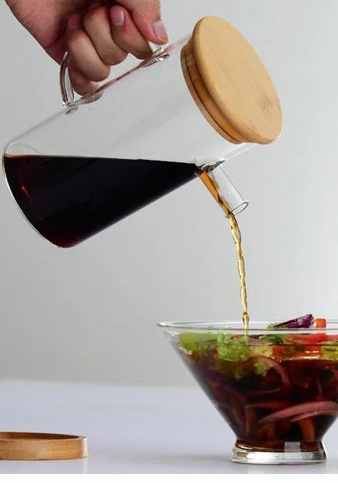 Garrafa de Vidro para Óleo, Azeite ou Vinagre com Tampa de Bambu-Kasamô