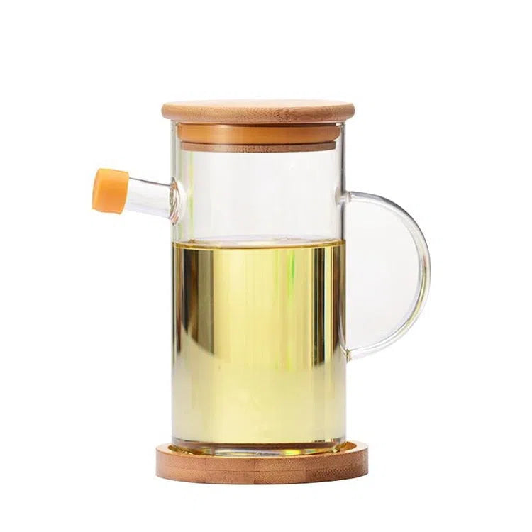 Garrafa de Vidro para Óleo, Azeite ou Vinagre com Tampa de Bambu-Kasamô