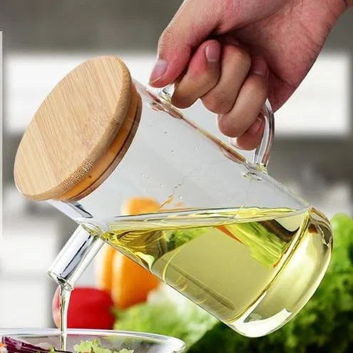 Garrafa de Vidro para Óleo, Azeite ou Vinagre com Tampa de Bambu-Kasamô