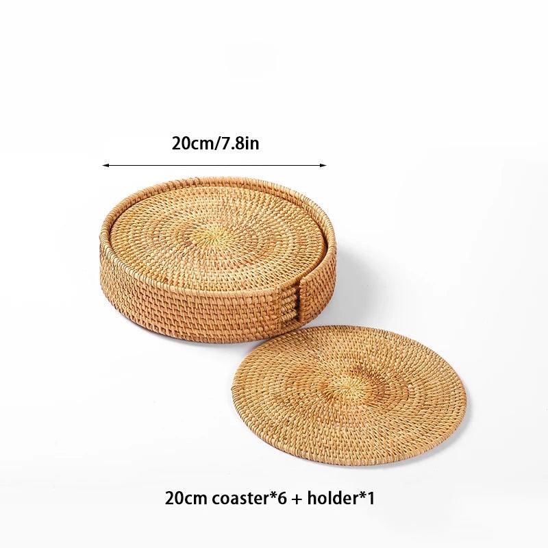 Suporte para Mesa Artesanal em Rattan de 6 peças + Suporte - Kasamô