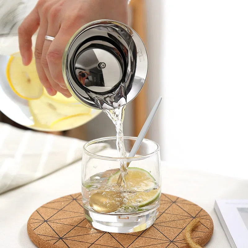 Jarro Moderno de Vidro com Tampa em Aço Inox - 1 Litro ou 1,5 Litro-Kasamô