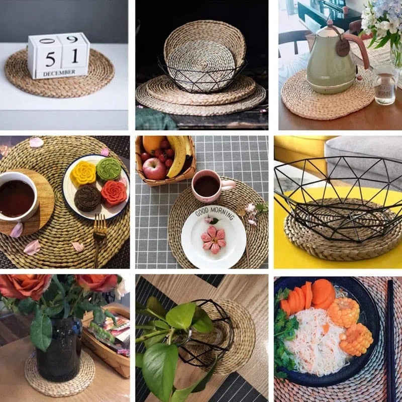 Jogo Americano em Palha Rattan - 4 Peças-Kasamô