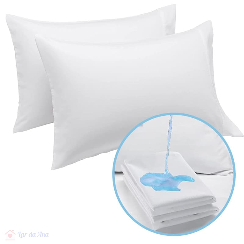 Kit Fronha Capa de Travesseiro Impermeável Branco - 2 peças