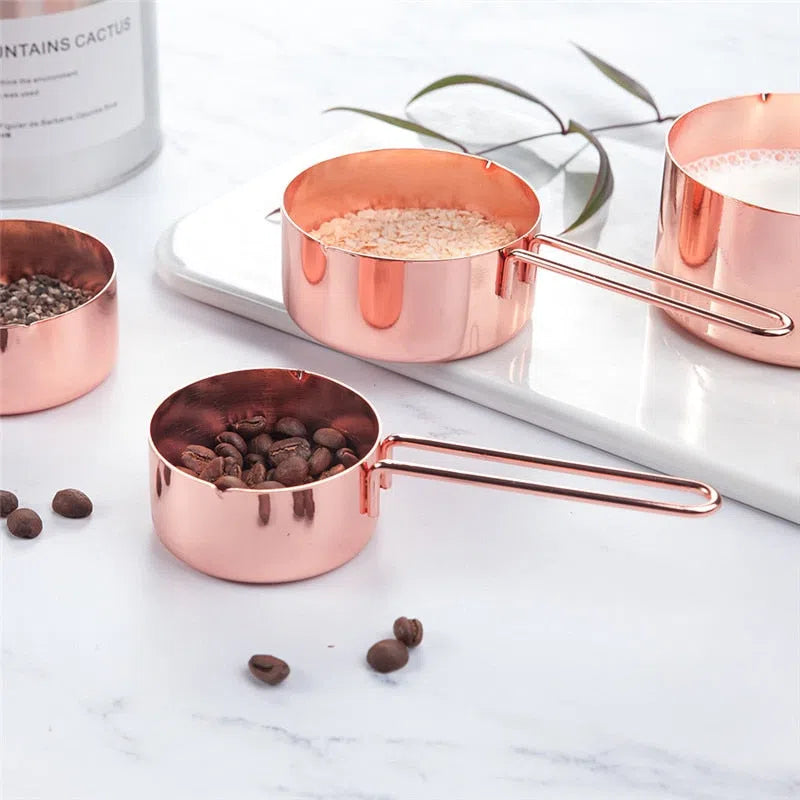 Kit de Copos e Colheres de Medição Rose Gold - 8 Peças-Kasamô