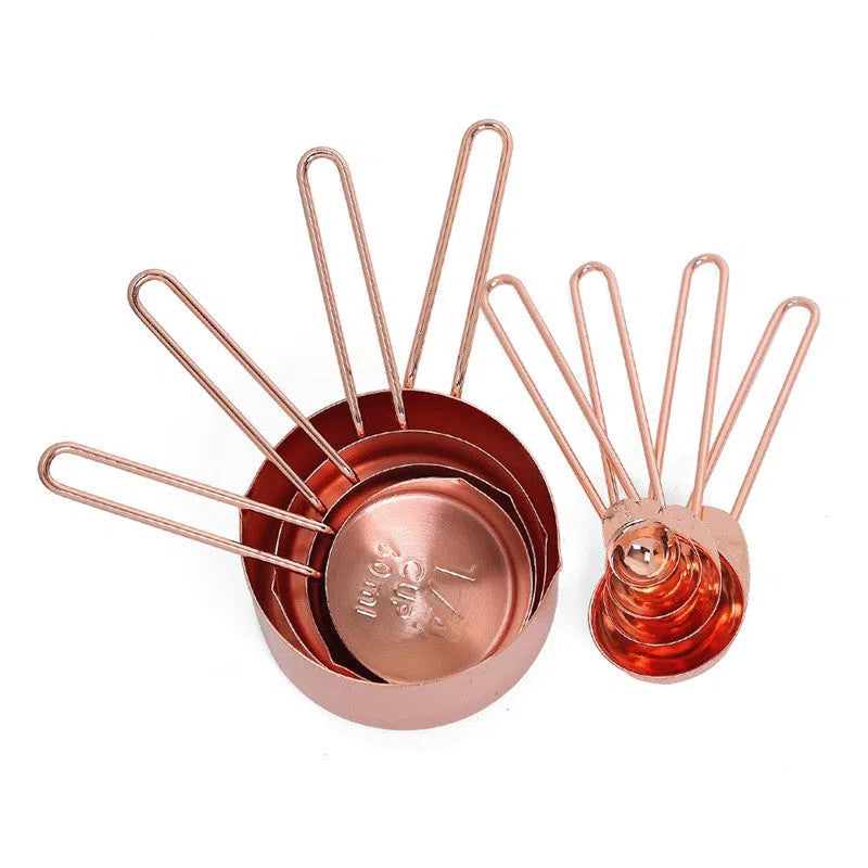 Kit de Copos e Colheres de Medição Rose Gold - 8 Peças-Kasamô