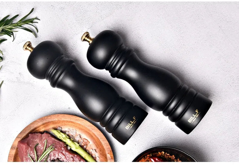 Kit de Moedores de Sal e Pimenta em Madeira Maciça BILL.F - 2 Peças-Kasamô