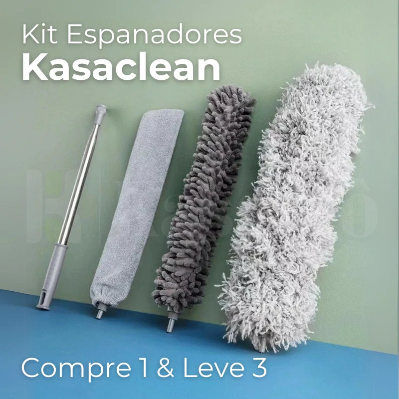Kit Espanador Microfibra com Cabo Extensível Kasaclean