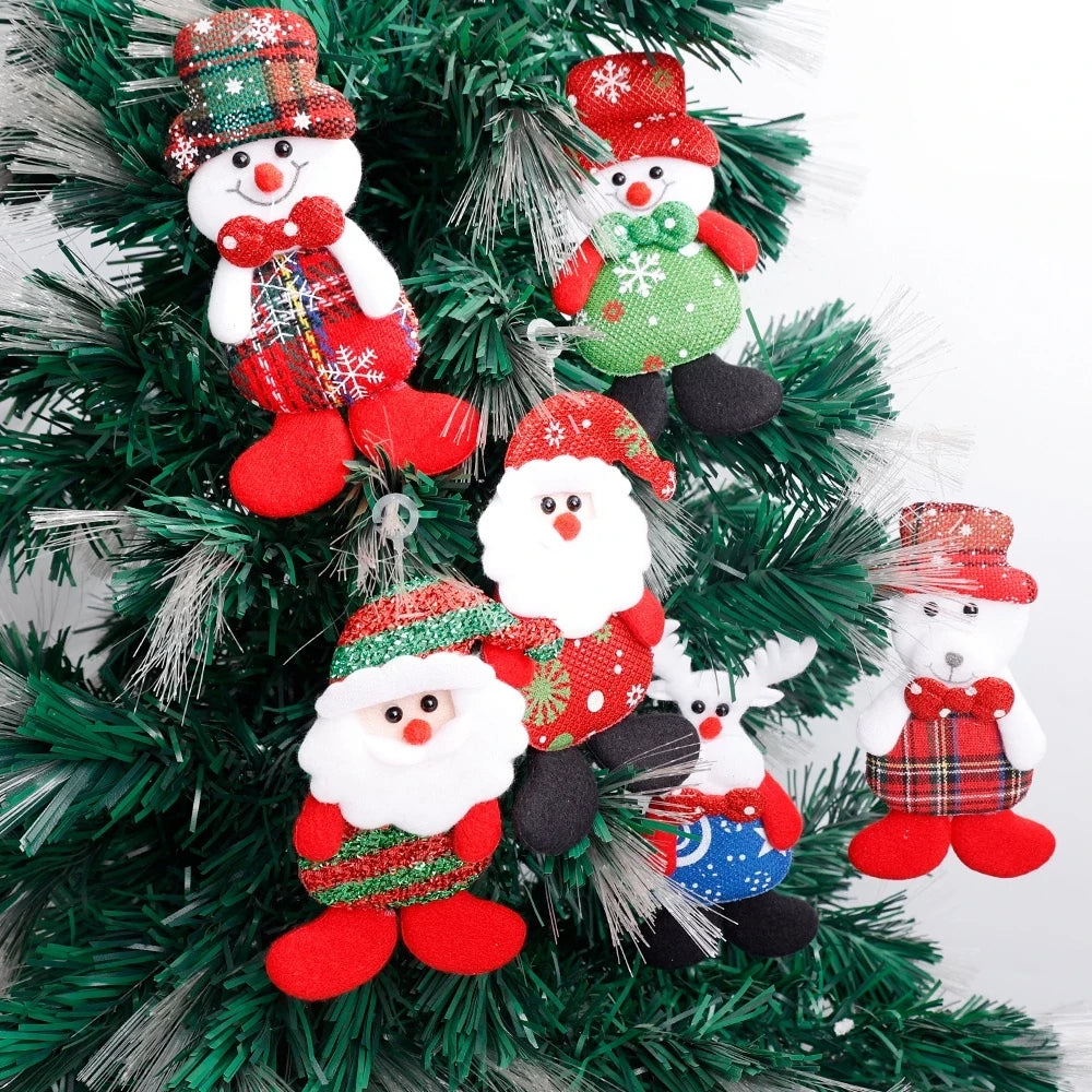 Kit com 12 Enfeites de Bonecos Natalinos – Papai Noel, Rena e Boneco de Neve Kasamô