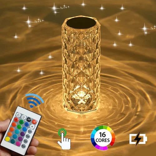 Luminária de Mesa Cristal LED USB Sensível ao Toque - 16 cores-Kasamô