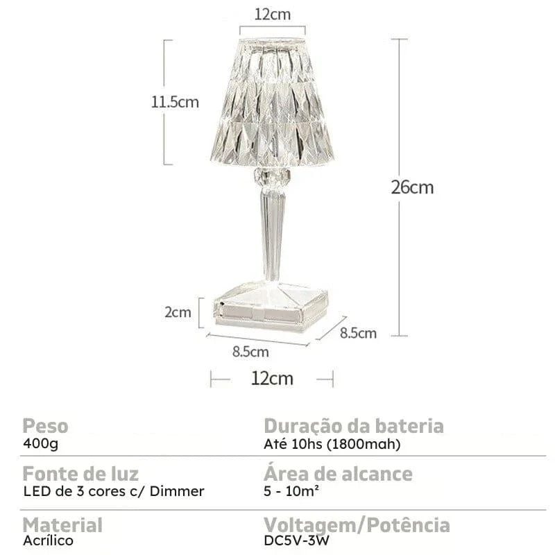 Luminária de Mesa Led Sem Fio 3 em 1 Premium Cridia