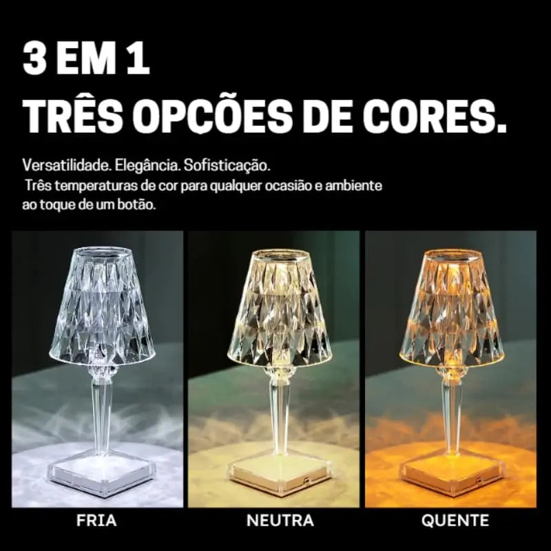 Luminária de Mesa Led Sem Fio 3 em 1 Premium Cridia