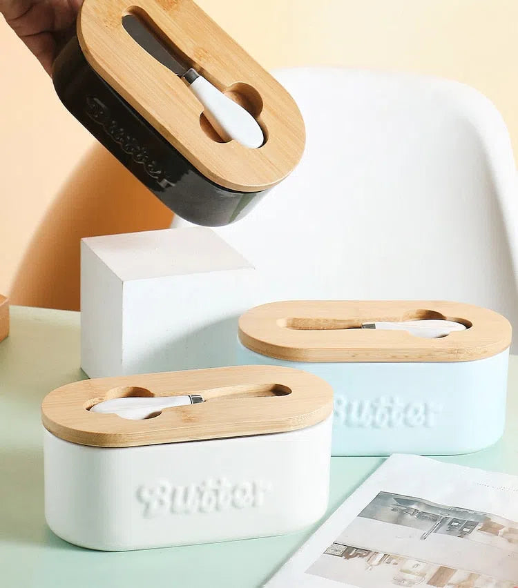 Manteigueira em Cerâmica com Tampa de Bambu-Kasamô