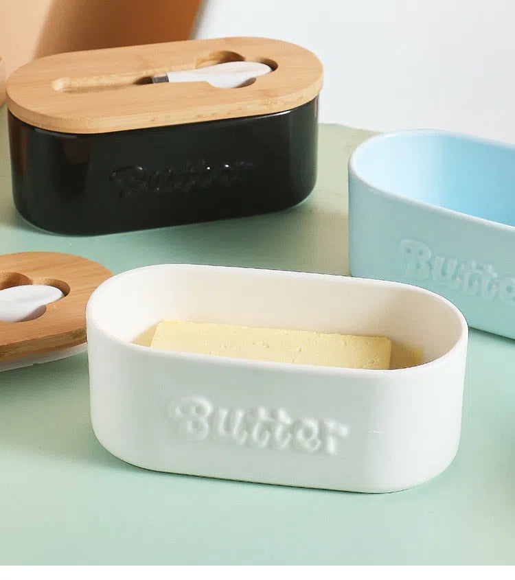 Manteigueira em Cerâmica com Tampa de Bambu-Kasamô