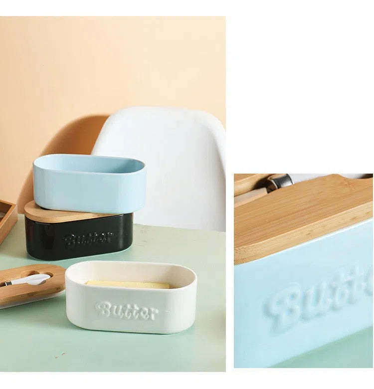 Manteigueira em Cerâmica com Tampa de Bambu-Kasamô