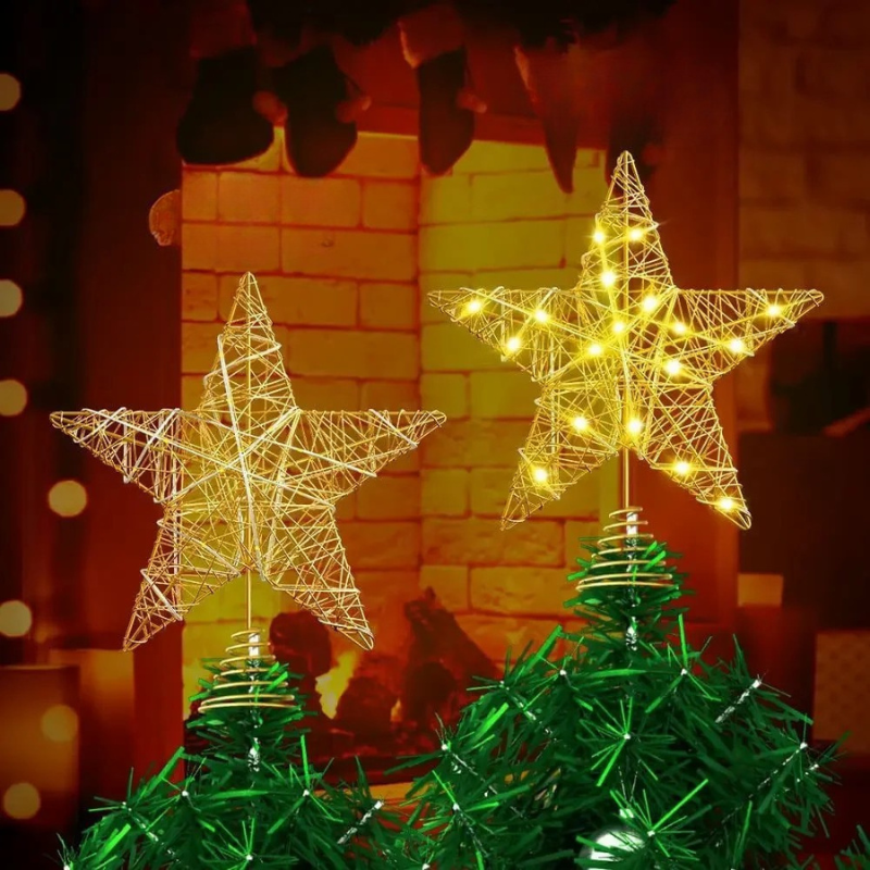 Estrela Led Ferro para Topo de árvore de Natal Fio de Cobre Kasamô