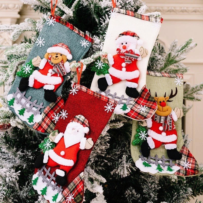 Meia de Natal de Linho Kasamô - Tamanho Grande para Decoração