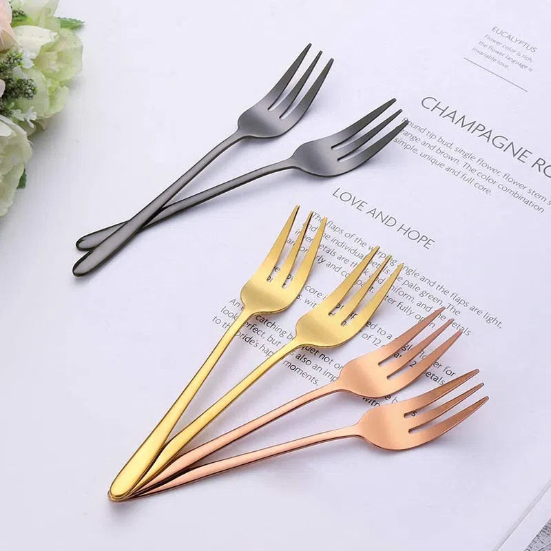 Mini Garfos para Sobremesa em Aço Inox - 6 Peças-Kasamô