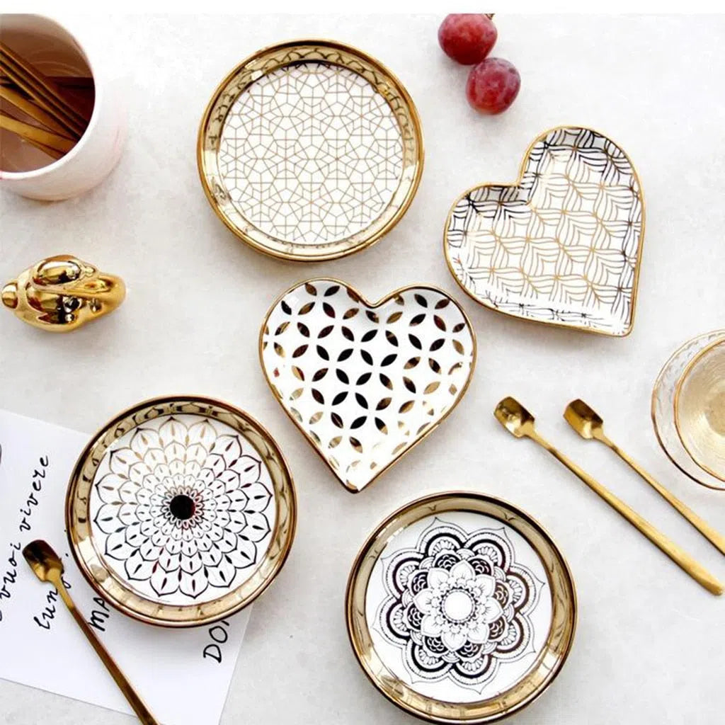 Mini Prato Heart Gold em Cerâmica-Kasamô