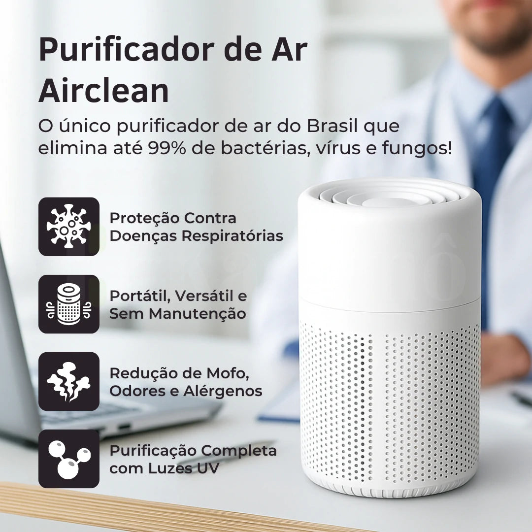 Purificador de Ar AirClean KSA4 - Com Filtro HEPA e Função Ionizador