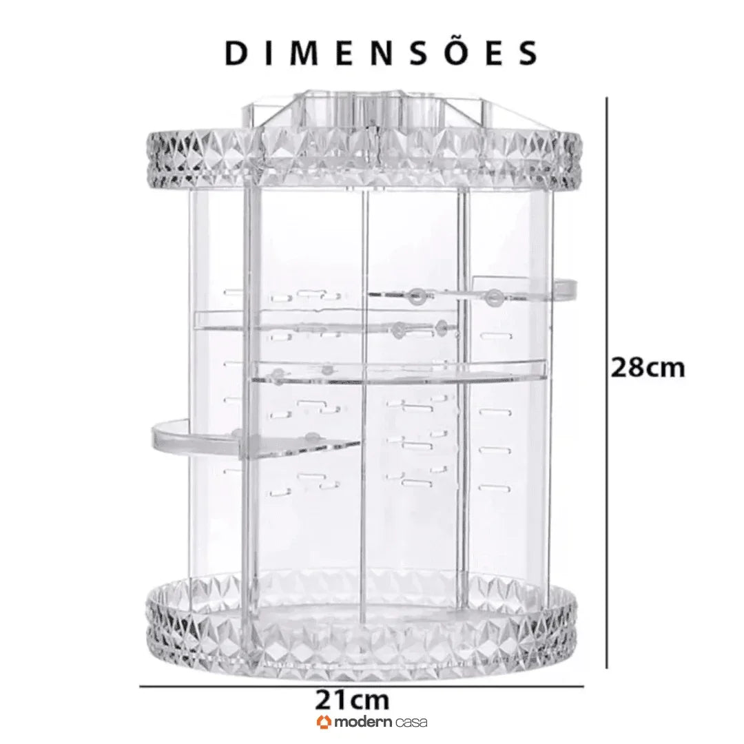 Organizador de Maquiagem Acrílico Giratório 360°