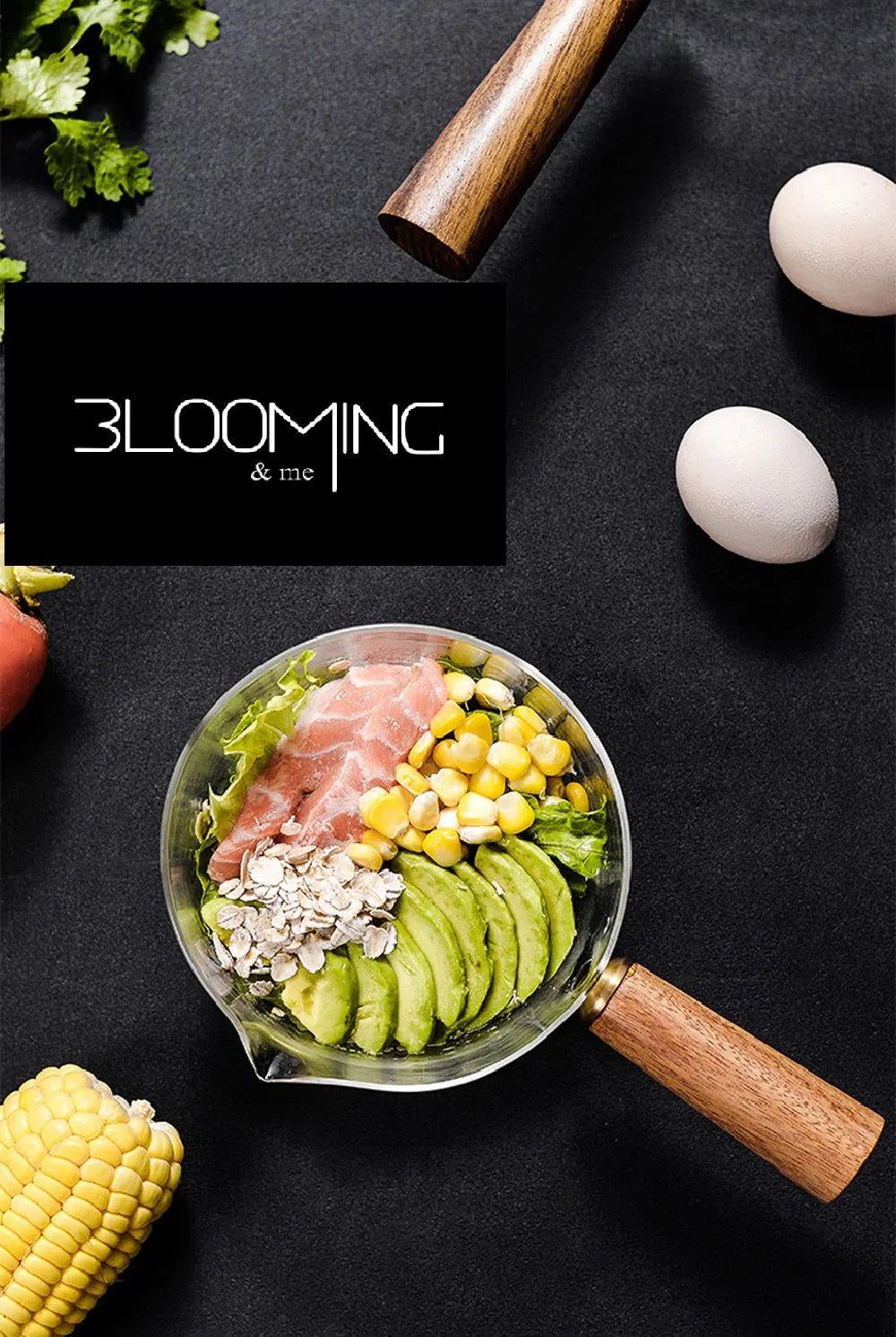 Panela de Vidro Borossilicato e Cabo de Madeira de Acácia - 400ml ou 600ml-Kasamô