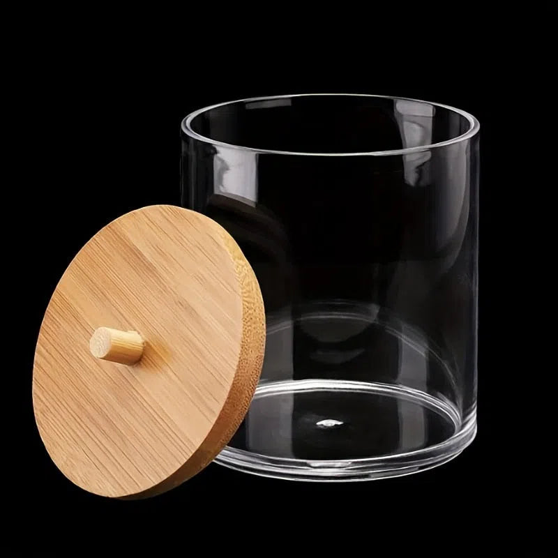 Porta Cotonete e Algodão em Madeira e Acrílico-Kasamô