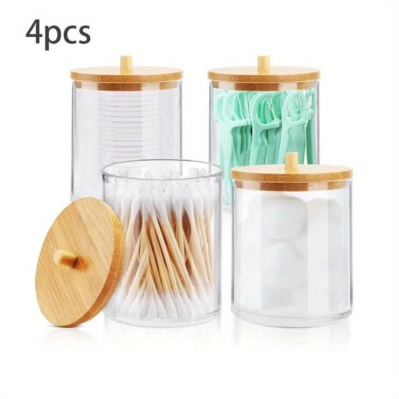 Porta Cotonete e Algodão em Madeira e Acrílico-Kasamô