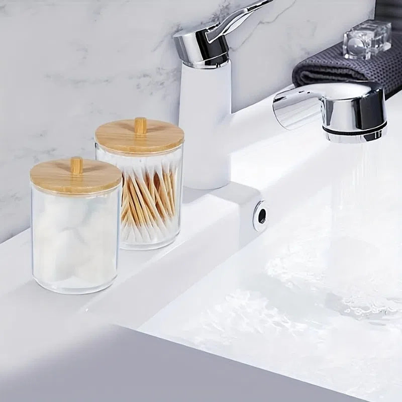 Porta Cotonete e Algodão em Madeira e Acrílico-Kasamô