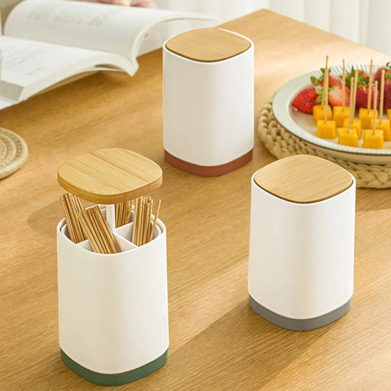 Porta Objetos Automático com Tampa de Bambu-Kasamô