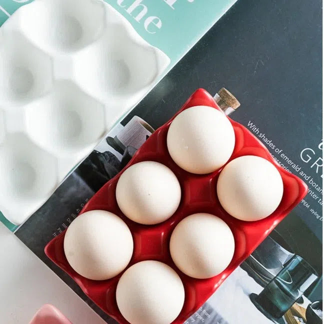 Porta Ovos em Cerâmica - 6 Ovos-Kasamô