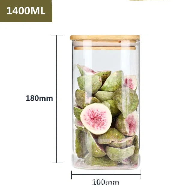 Pote Hermético de Vidro com Tampa em Madeira-Kasamô