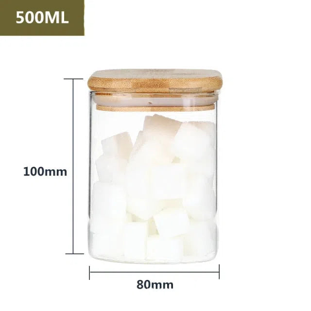 Pote Hermético de Vidro com Tampa em Madeira-Kasamô