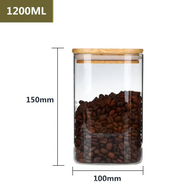 Pote Hermético de Vidro com Tampa em Madeira-Kasamô