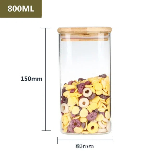 Pote Hermético de Vidro com Tampa em Madeira-Kasamô