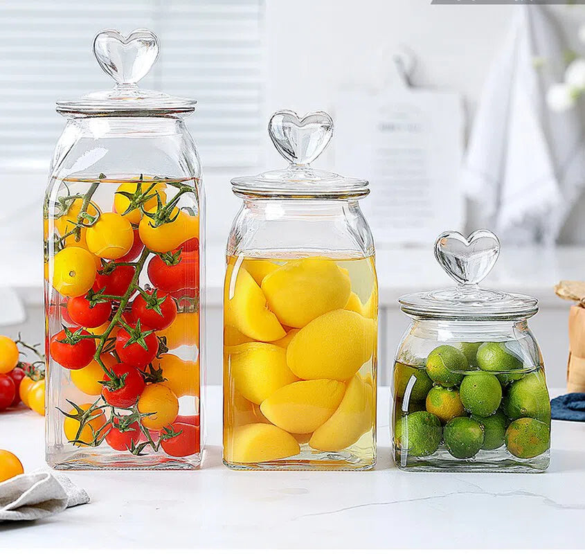 Pote de Vidro Hermético Love - 660ml , 1400ml ou 2000ml-Kasamô